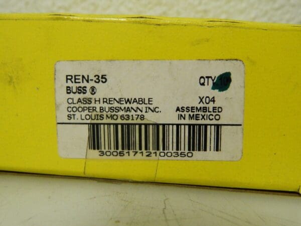 Cooper Bussmann Time Delay Renewable Fuse 2 Pack 250 VAC 35 Amp REN-35