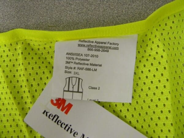 3M Reflective 5 PT Brkway YWL 3XL HI VIS Safety Vest QTY 4 582-ET-LM-3XL