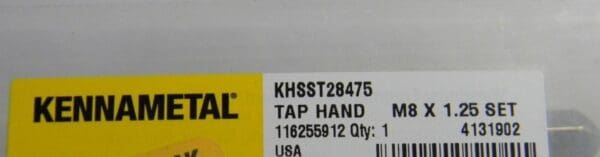 Kennametal Tap Set 2.72" x 1.125" D5 4 FL HSS 4131902