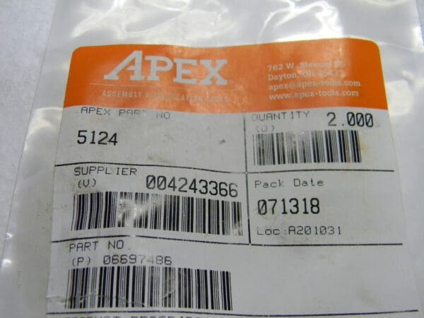 Apex 1/2" Drive 3/4" Standard Impact Socket 6 Points 1-1/2" OAL QTY 2 5124