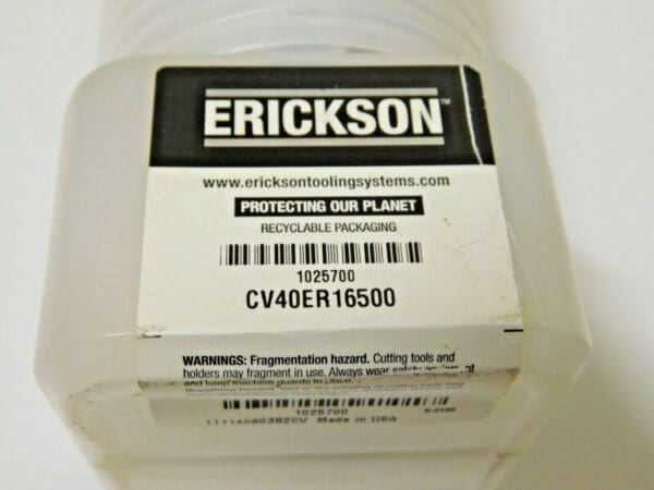 Erickson ER16 Collet Chuck CAT40 0.51mm to 10.41mm Max Cap CV40ER16500 1025700