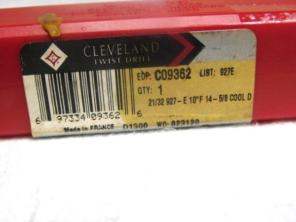 Cleveland 3MT Taper Shank Extra Lgth Drill 21/32” Coolant Feed 14.625”L C09362