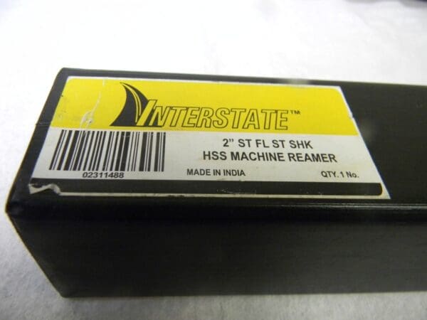 Interstate HSS Machine Reamer 2” Dia RH St Flute 4” Fl Lgth 14” OAL 02311488