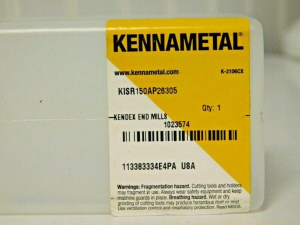 Kennametal Kendex Indexable End Mill 1.500" Diam KISR150AP26305 1023574