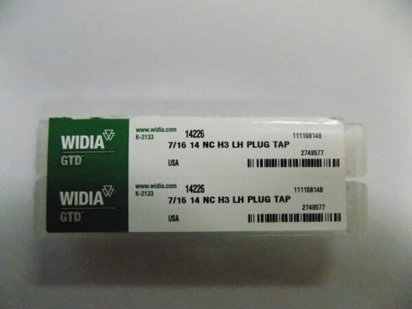 Widia GTD Plug Hand Tap HSS 7/16-14 H3 LH Qty. 2 14226