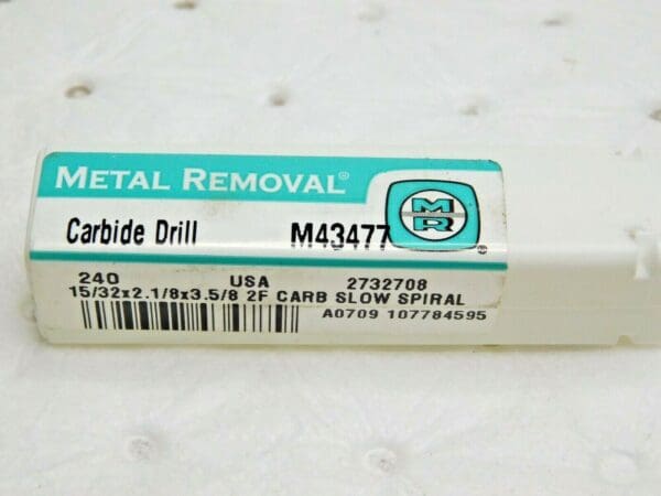 Metal Removal Carbide Screw Machine Drill 15/32" 135º 2FL M43477