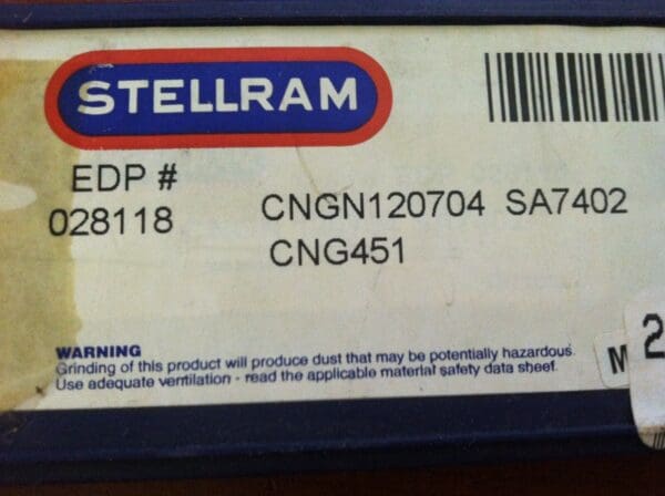 Stellram Indexable Ceramic Turning Insert CNGN120704 CNG451 SA7402 QTY 10 028118