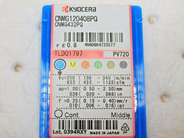 Kyocera Cermet Turning Inserts CNMG432 PQ Grade PV720 Qty 10 8842692