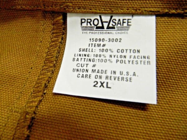 Pro-Safe General Purpose Bib Overall Brown Size 2XL 15090-3002