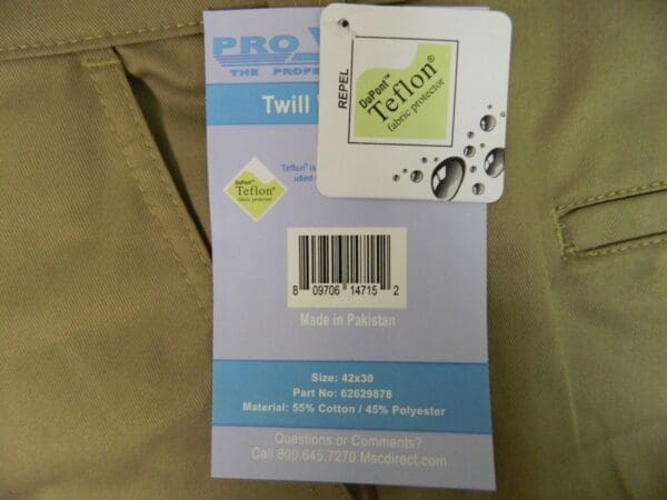 Pro-Safe Twill Work Pant Size 42x30 QTY 2 62629878