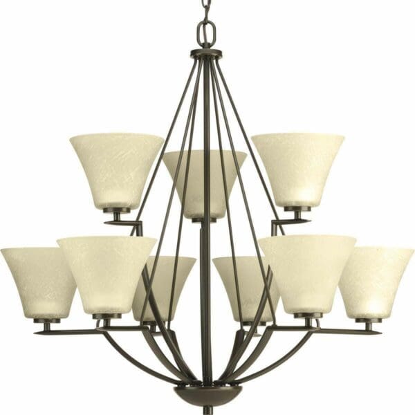 Progress P4625-20 Transitional 9 Light Chandelier Dark Finish Antique Bronze