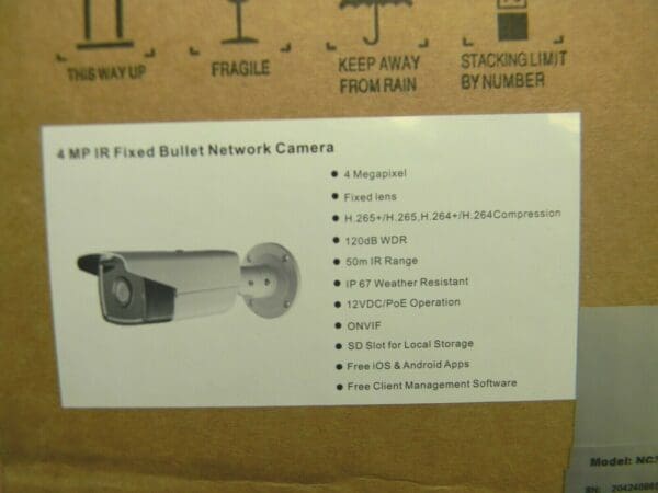 Fixed Bullet Network Camera 4MP IR Indoor / Outdoor NC324XB-4