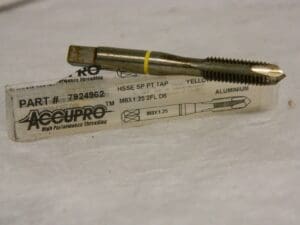 Accupro Spiral Point Tap M8 X 1.25 2fl D6 Yellow Band Hss-e Qty 2 7924962