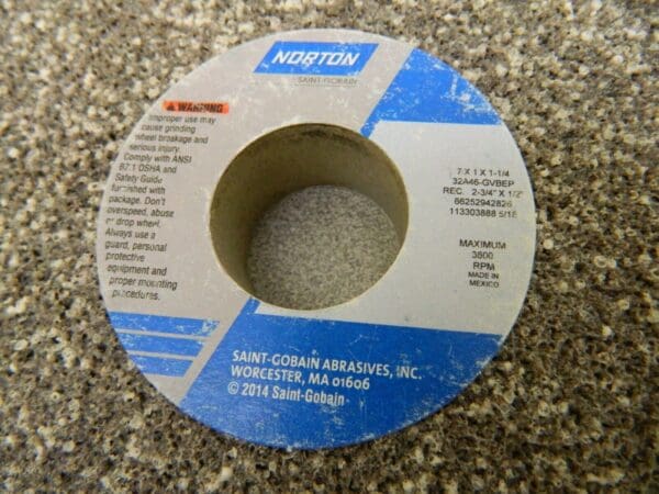 Norton Surface Grinding Wheel 7" Diam 1" Thick G Hardness 46 Grit 66252942826