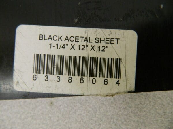 Pro-Grade Acetal Sheet Black 1-1/4" Thick x 12" Wide x 1' Long 63386064