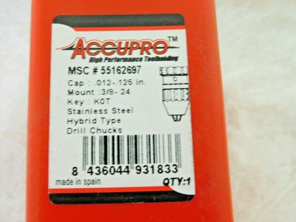 Accupro Threaded Mount Drill Chuck SS 3/8-24 0.3-3.18mm Capacity 55162697