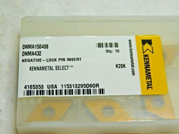 Kennametal Carbide Turning Inserts DNMA432 Grade K20K Qty 10 4165353