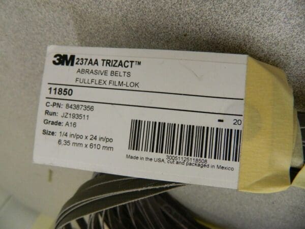 3M Abrasive Belts 50Pk 1/4" Wide 24" OAL 16 Trizact Grit 00051125118507