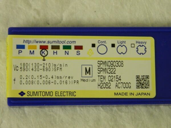 Sumitomo SPMN322 Grade AC700G Carbide Turning Insert QTY 10 19DY391