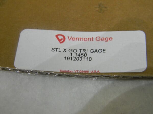 Vermont Gage Class X Plus Steel Pin Gage Go 1.1450” Plus Tolerance 191203110