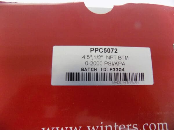 Winters Winters 4-1/2" Dial 1/4 Thread 0-15 Scale Range Pressure Gauge PPC5072