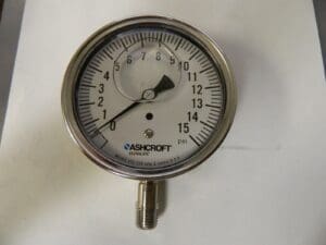 Ashcroft 3-1/2" Dial, 1/4 Thread, 0-15 Scale Range, Pressure Gauge 83169