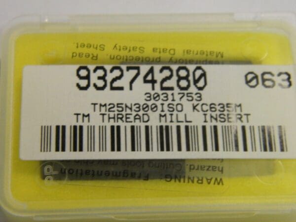 Kennametal 3mm P Internal Thread ISO Standard TM25 KC635M Grade Th QTY 2 3031753