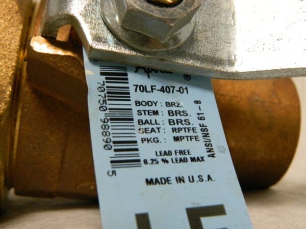 Apollo Bronze Single Union Ends Ball Valve 1-1/2" Pipe Standard Port 70LF40701