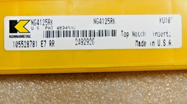 Kennametal Carbide Grooving Inserts 3.18mm CW NG4125RK Grade KU10T Qty 5 2492926