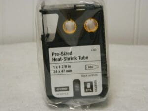 Dymo Polyolefin Pre-Sized Heat-Shrnk Tube Labels BLK/WHT 1x1-7/8" 1868733