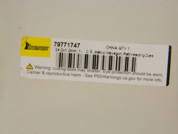 Interstate Hex Rethreading Die M24x1.00 Metric Fine Thread 1-13/16" Hex 79771747