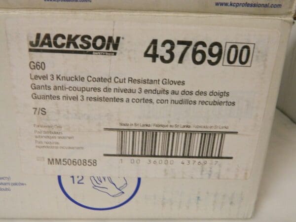 Jackson G60 Knuckle Coated Cut Resistant Gloves Sz S-7 LVL 3 Qty 12 43769