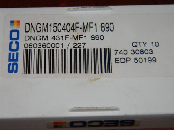 Seco Carbide Inserts DNGM150404F-MF1890 DNGM431F-MF1890 QTY 10 50199