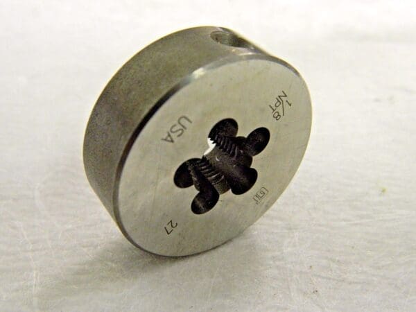 Vermont Tap & Die Carbon Steel Round Die 1/8-27 UNS x 1-1/2" OD 405251