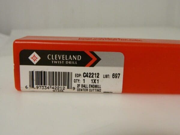 Cleveland High Speed Steel Ball End Mill 1" Diam, 1-5/8" LOC 2 FL C42212