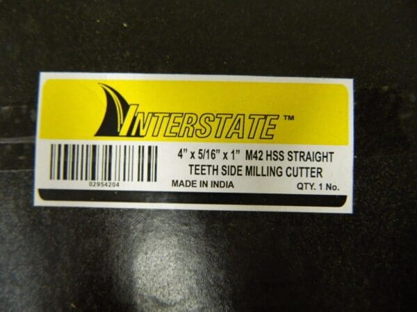 Interstate 4" Diam x 5/16" Width of Cut Cobalt Side Milling Cutter 02954204