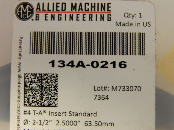 Allied Machine Cutting Tool Insert 4 Series HSS 134A-0216