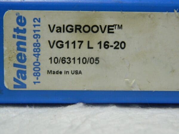 Valenite VG117L16-20 VALGROOVE Turning Grooving Bar 58328