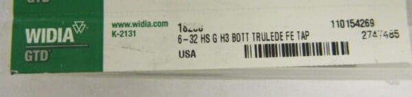 Widia GTD Tru-Lede FE Taps 6"-32 H3 4FL HSS Lot of 3 USA #18200