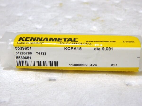 Kennametal Solid Carbide Cool-Thru Step Drill 9.091MM Dia 12mm Shk Dia 5539651