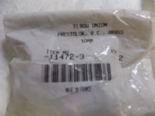 Barnes Distr. Elbow Union Prestolok Q.C. Brass 10mm Qty 4 11472-3