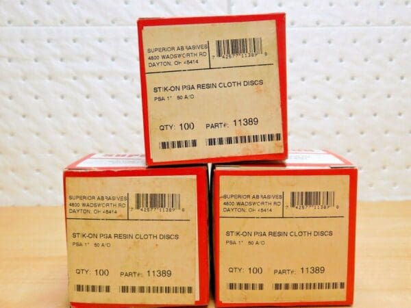 Superior Abrasives Stick-On PSA Resin Cloth Discs 1" Diam 50 Grit Qty 300 11389