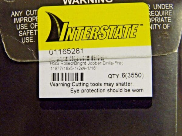 Interstate HSS Jobber Drills 7/16"x5-1/2"x4-1/16" 188D Qty 12 01165281