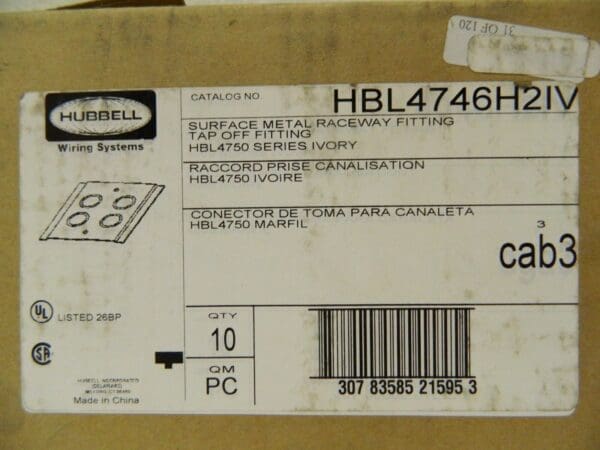 Hubbell Rectangular Raceway Fitting 4-3/4" Long x 4-3/4" High Qty 10 HBL4746H2IV