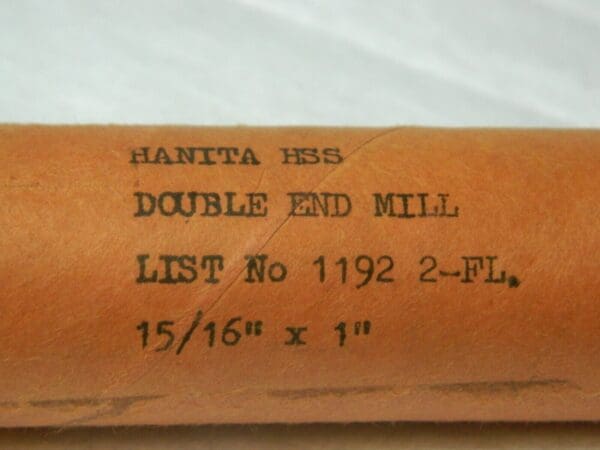 Hanita HSS DEM UNC Double End Mill 15/16" x 1" x1-5/8" x 5-7/8" 2FL 1192