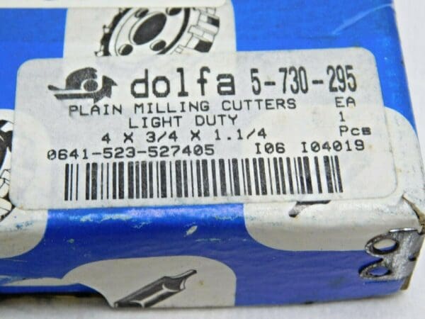 Dolfa Plain Milling Cutter Light Duty 4" x 3/4" x 1-1/4" 18T 5-730-295