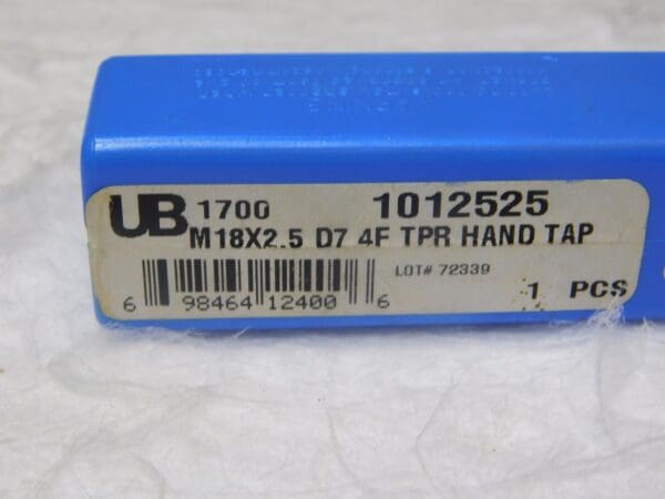 Union Butterfield St Flute Std Hand Tap M18x2.5 HS D7 RH 4Fl 4-1/32” OAL 1012525