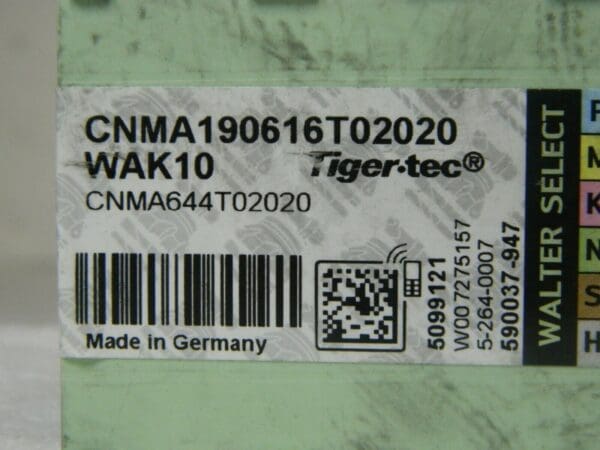 Walter Valenite CNMA644 WAK10 Carbide Insert TiCN/Al2O3/TiN Coating 5099121