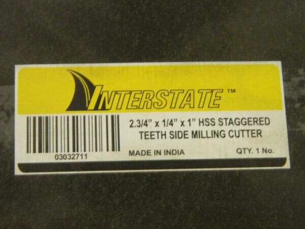 Interstate Staggered Teeth Side Milling Cutter 2-3/4" x 1/4" x 1" HSS 03032711