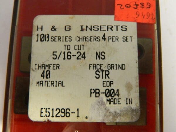 H&G 100 Series PB-004 5/16" - 24" NS Chamf 40 STR Chasers